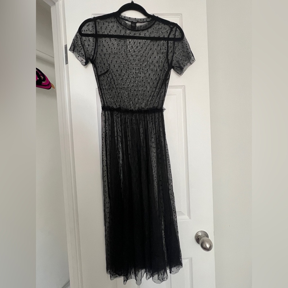 Only hearts coucou short sleeve swiss dot mesh dress xs